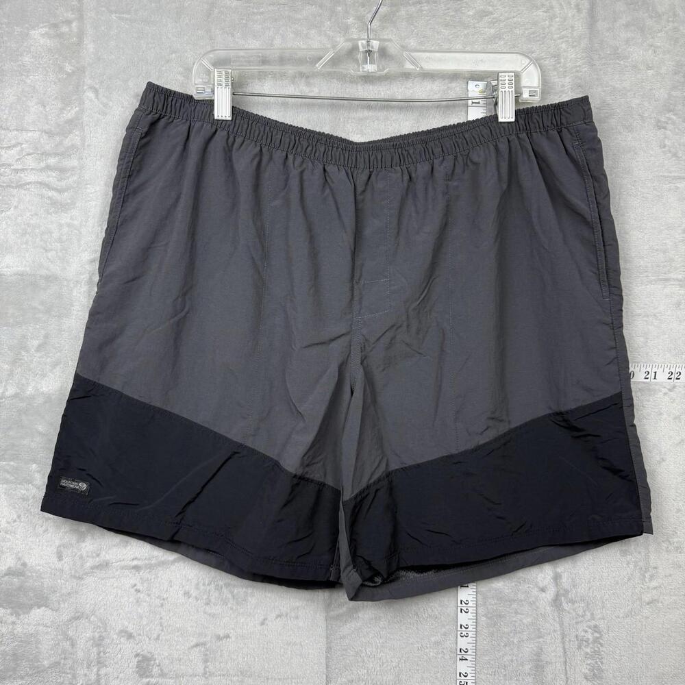 Mountain Hardwear Trail Shorts Men Size XL Gray Black Lined Hiking Outdoor Nylon